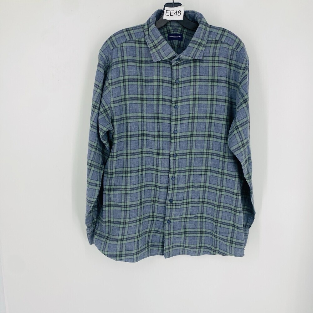 Proper Cloth 100% Cotton Long Sleeve Button Up Shirt Check Plaid Est. Size Med